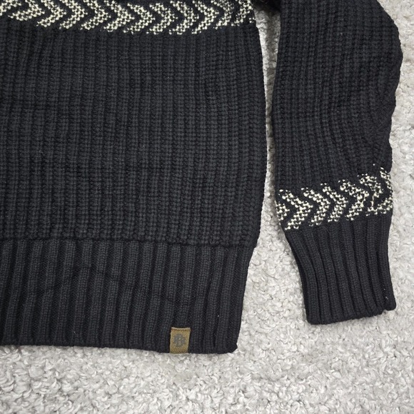 Banana Republic Sweater Mens XL Black Arran Fair Isle Wool Blend Chunky - Picture 3 of 12